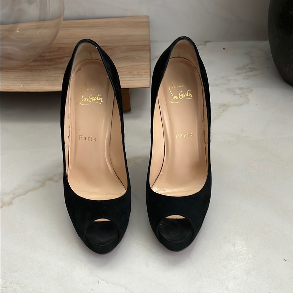 Christian Louboutin Elegant Black Peep Toe Heels